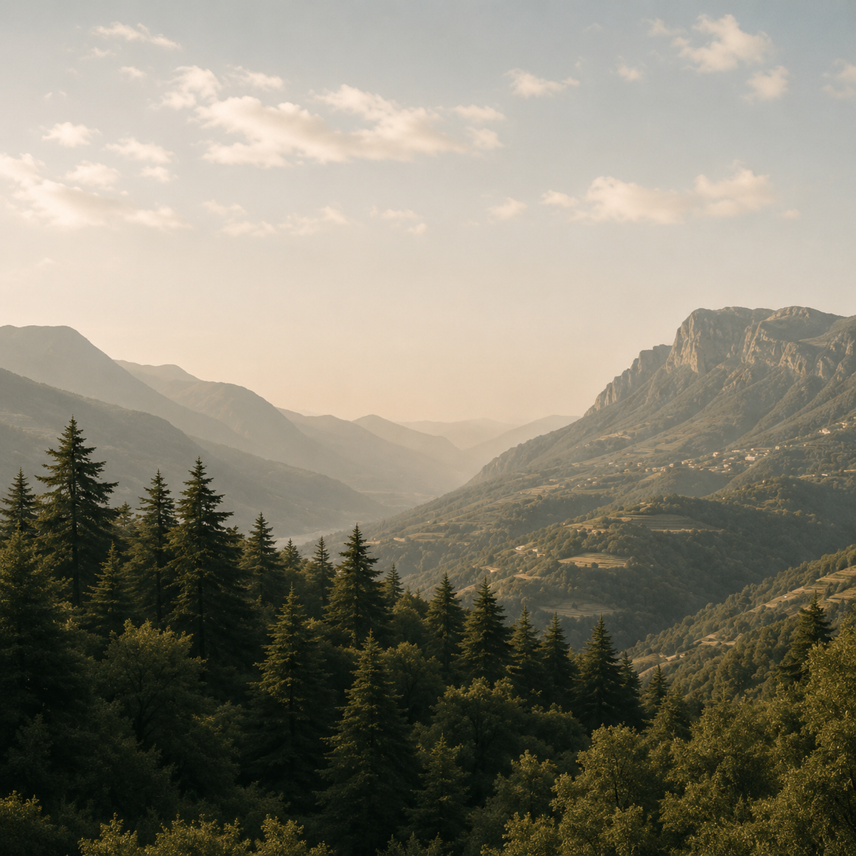 Mount Lebanon Collection — cedar greens and sun-warmed earth